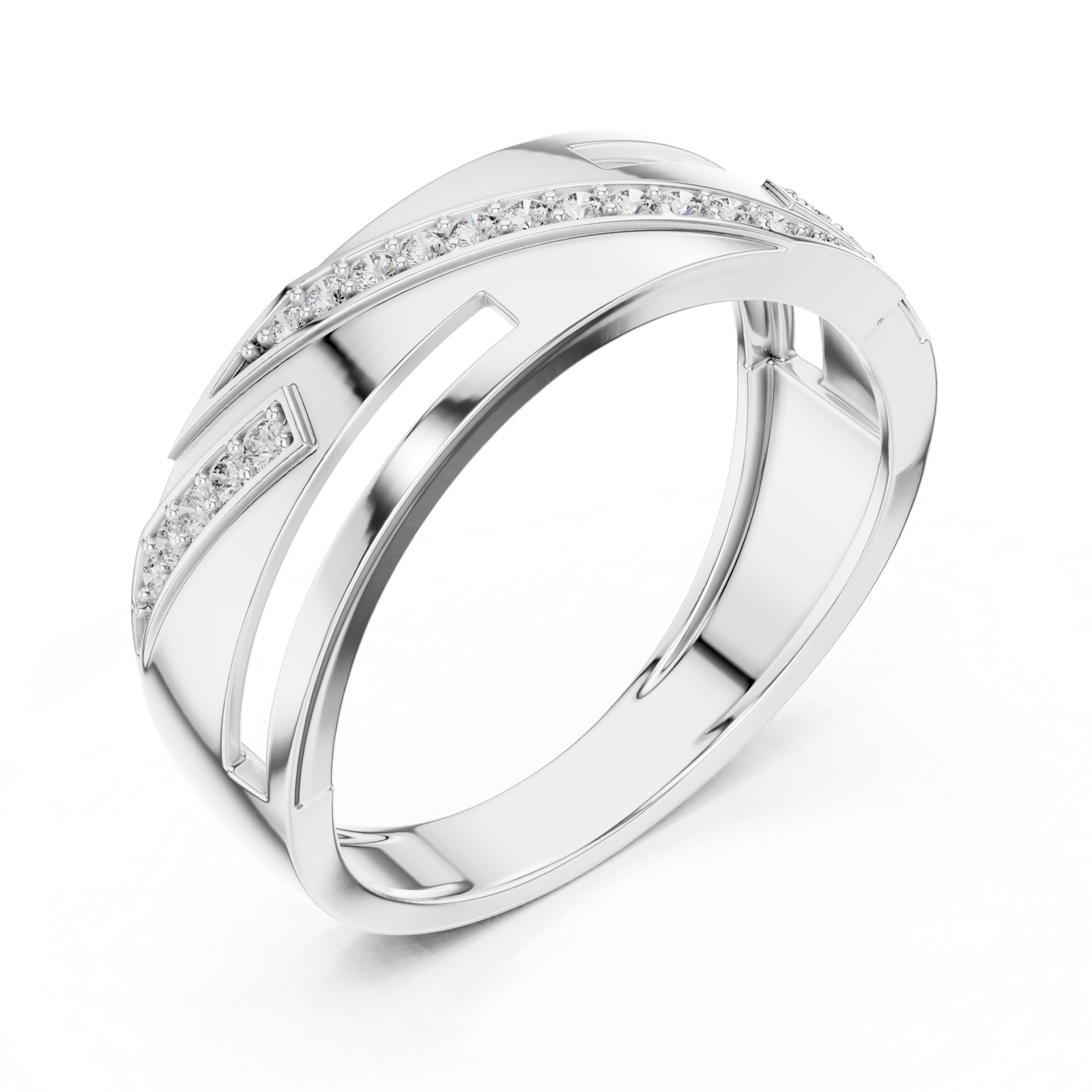 Gold Ring LR-01 (12), White Gold, view 2