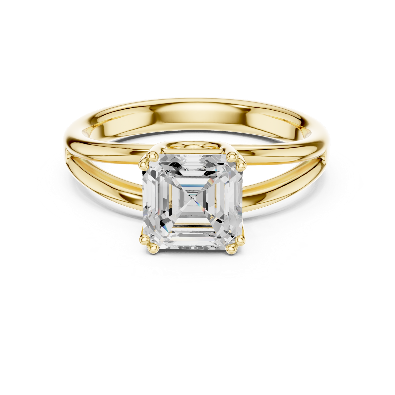 Gold Jewelry L36-7, Asscher center stone, Yellow Gold, view 4