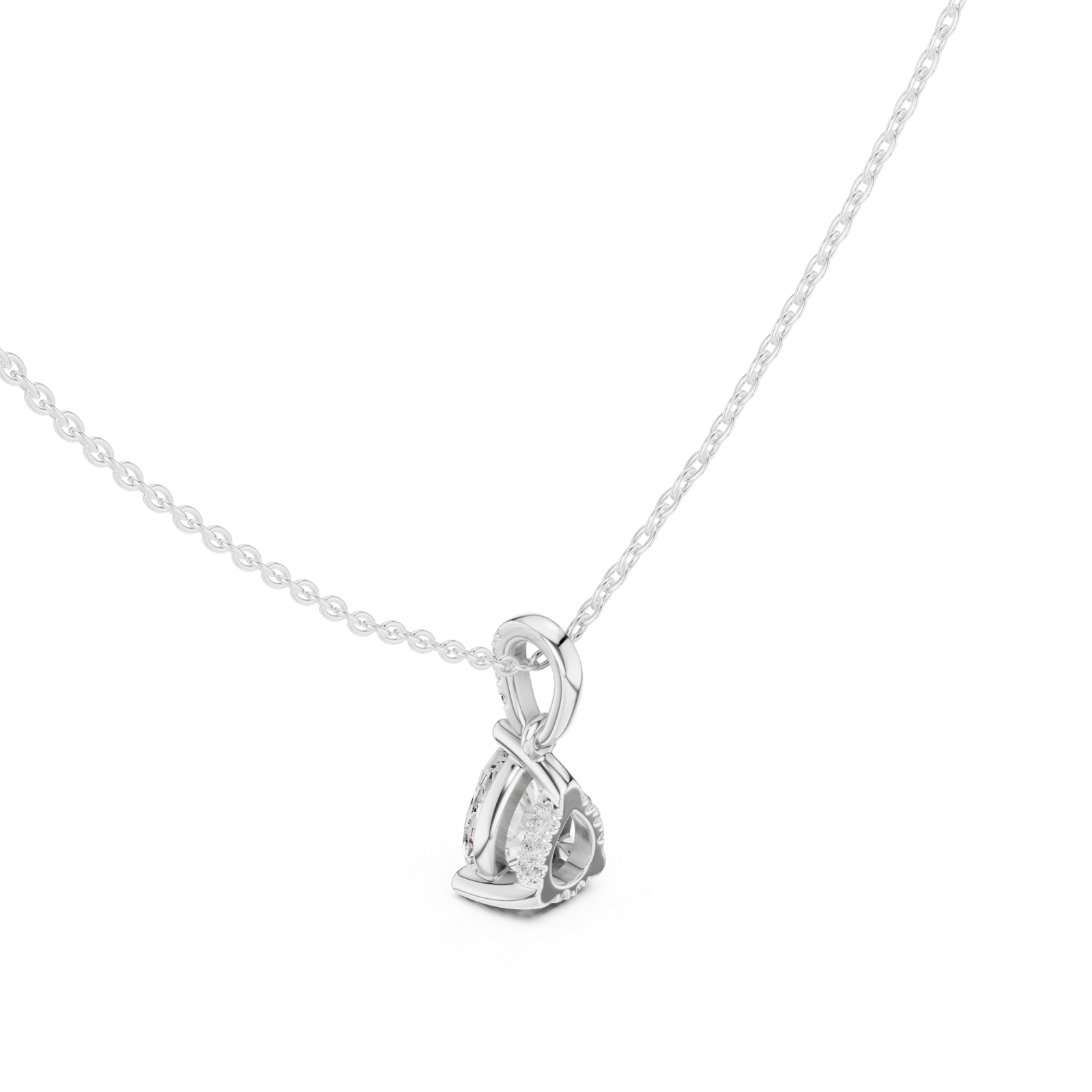 Gold Jewelry DDPO-009, Pear center stone, White Gold, view 2