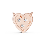14K Solid Gold Lab Diamond Heart Pendant Necklace, Rose Gold