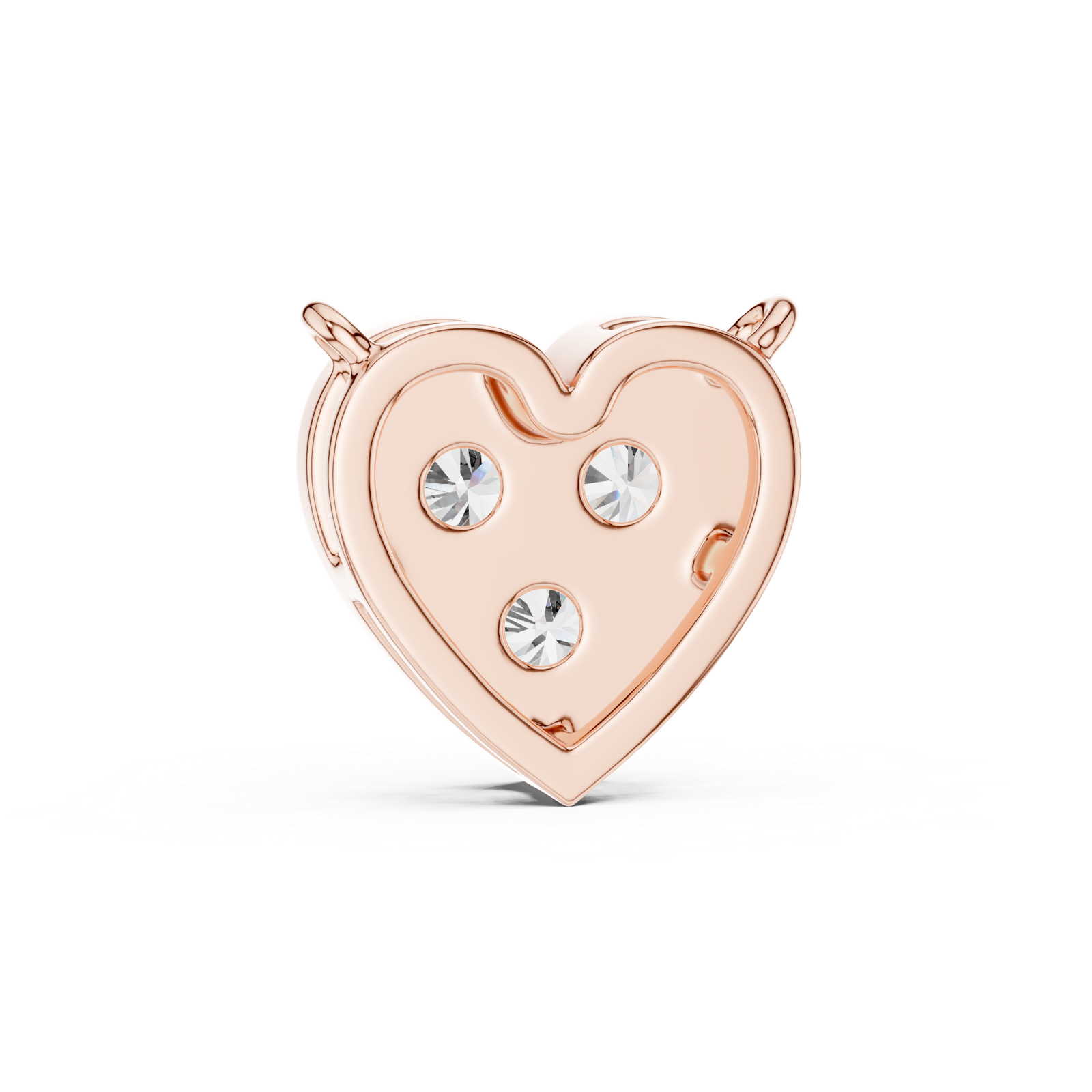 14K Solid Gold Lab Diamond Heart Pendant Necklace, Rose Gold