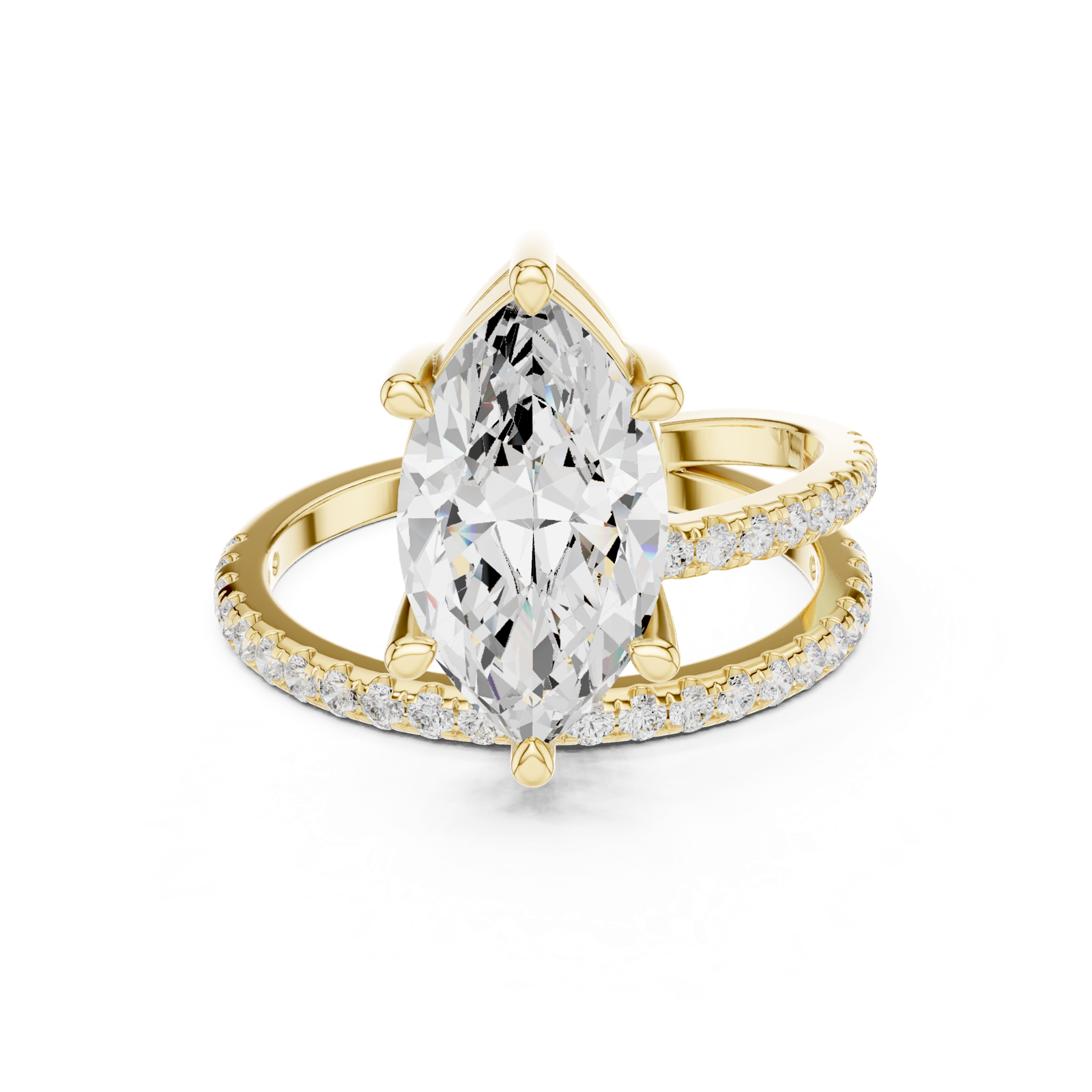 Gold Jewelry L35-39, Marquise center stone, Yellow Gold, view 4