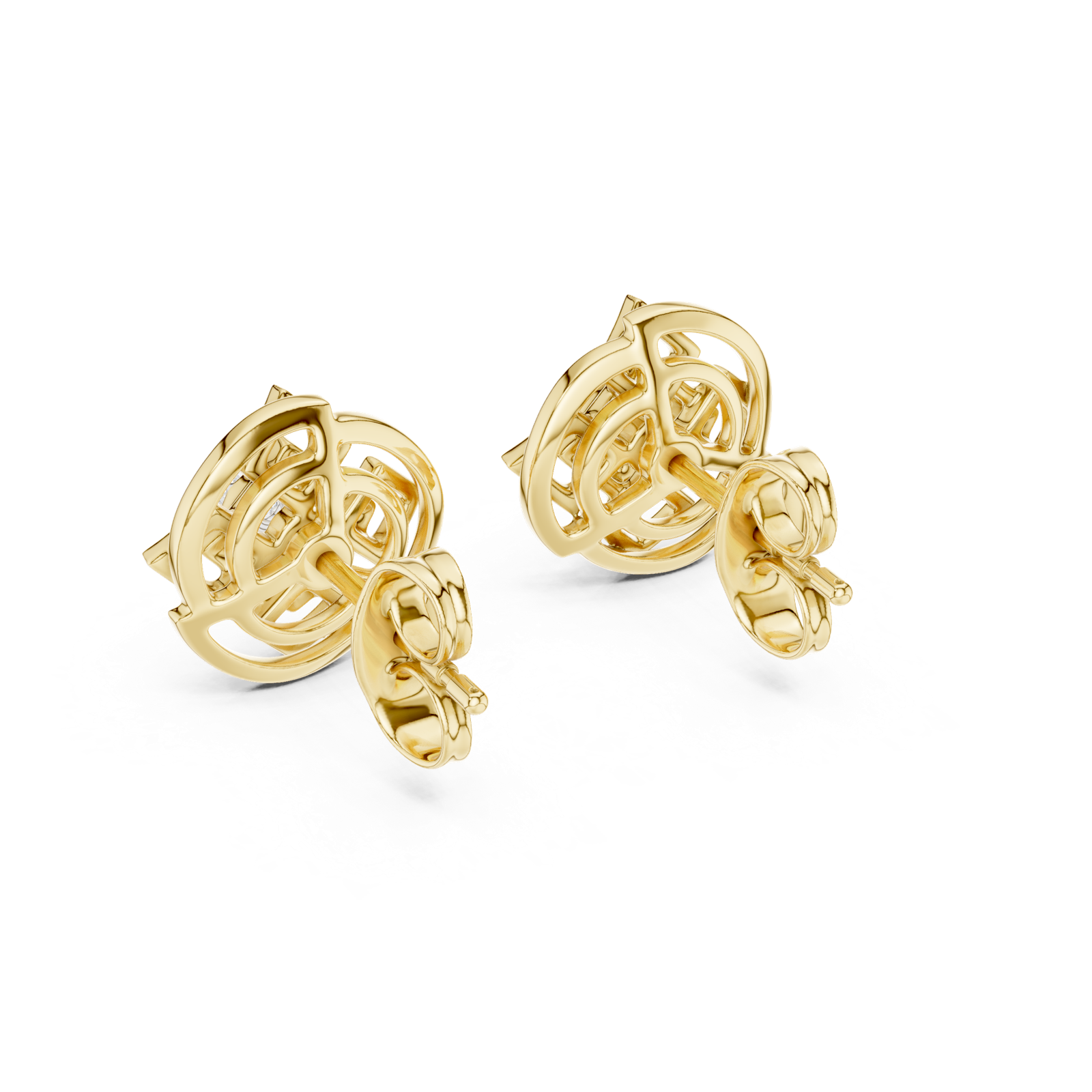 Gold Earrings 12-10015@E, Yellow Gold, view 3