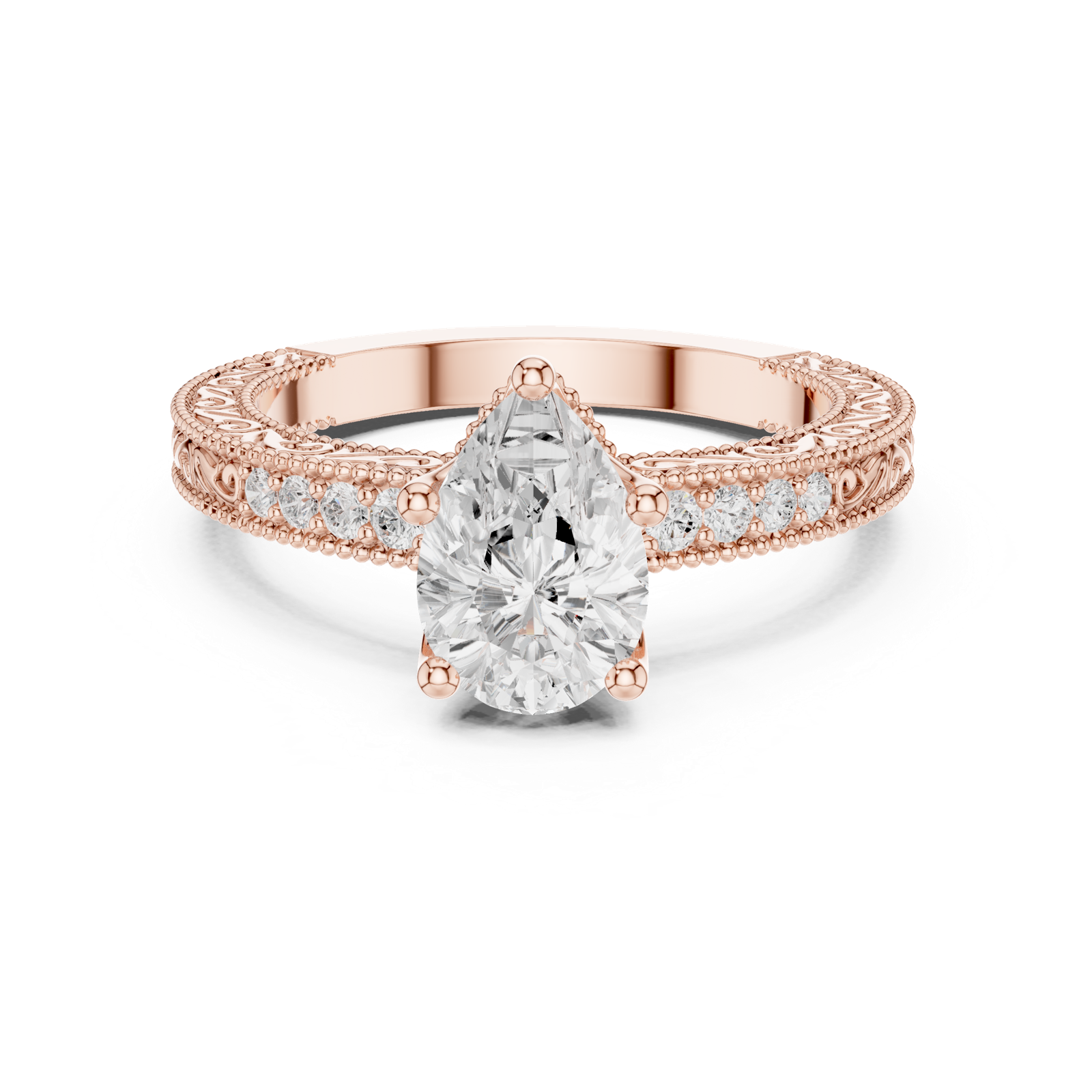 Gold Ring DDLR-979, Rose Gold, view 4