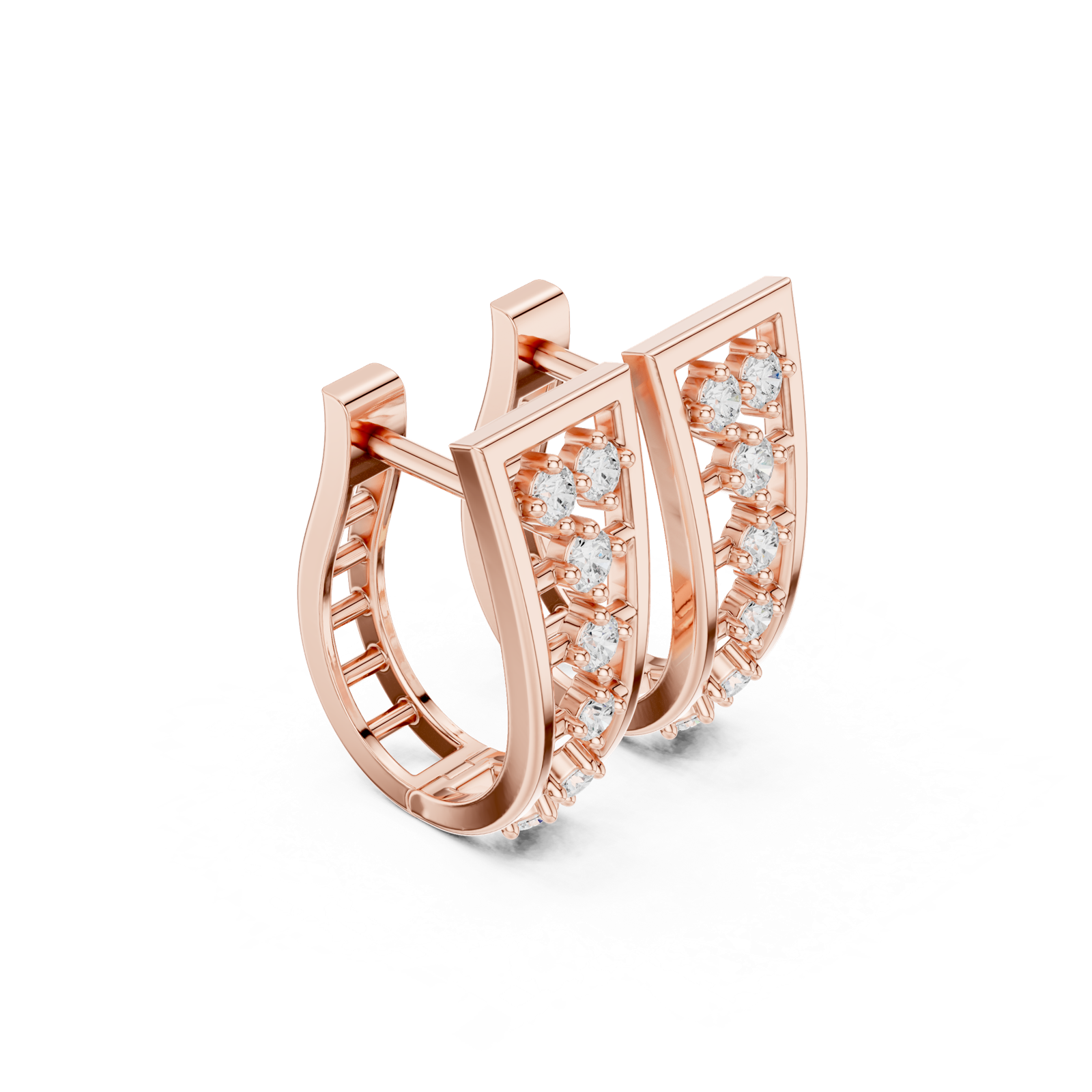 14K Solid Gold Lab Diamond Cluster Earrings, Rose Gold, view 1