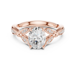 Gold Ring DDLR-257, Oval center stone, Rose Gold, view 4