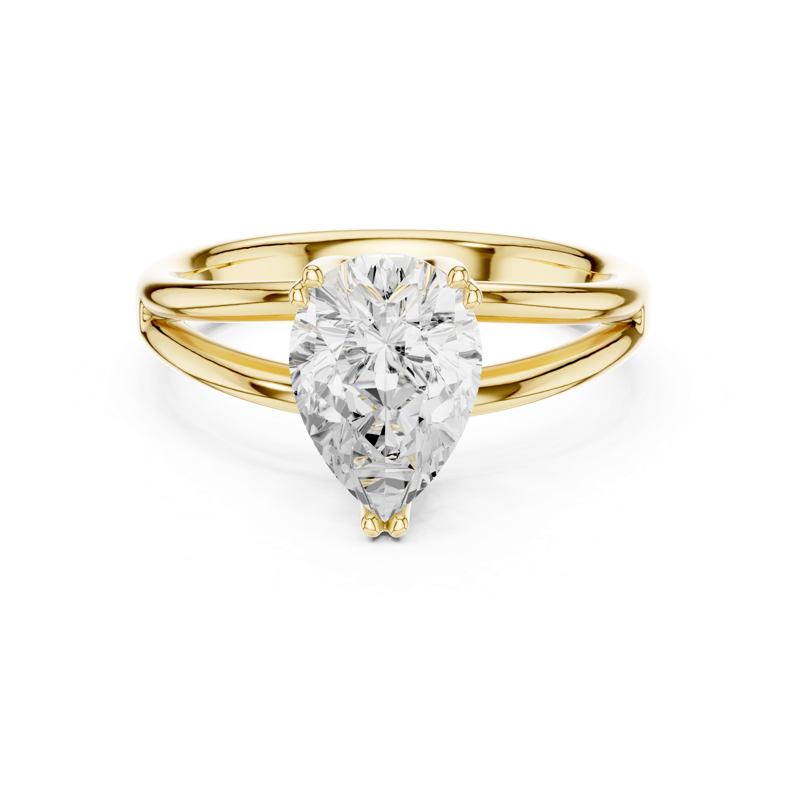 Gold Jewelry L36-7, Pear center stone, Yellow Gold, view 4