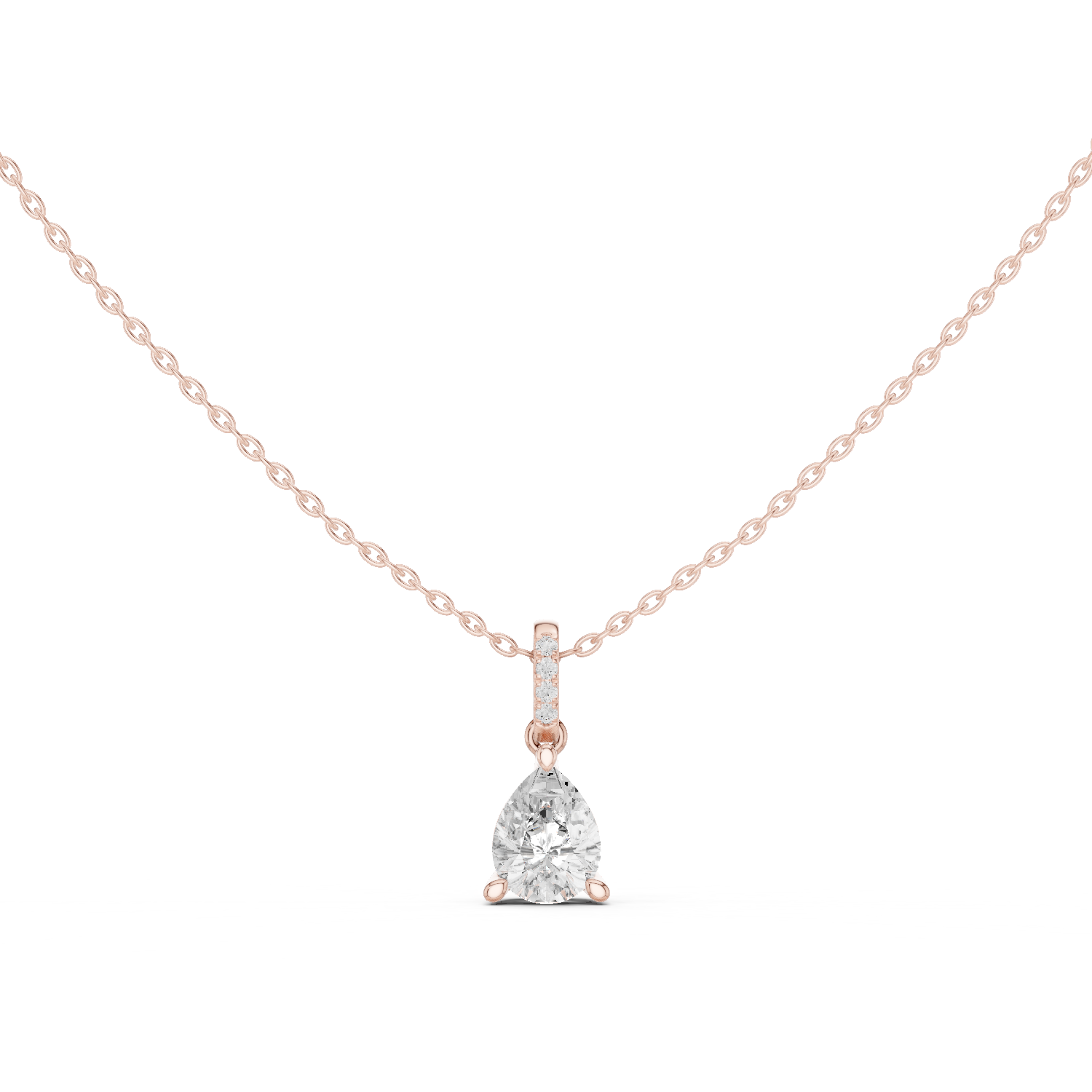 Gold Jewelry DDPO-009, Pear center stone, Rose Gold