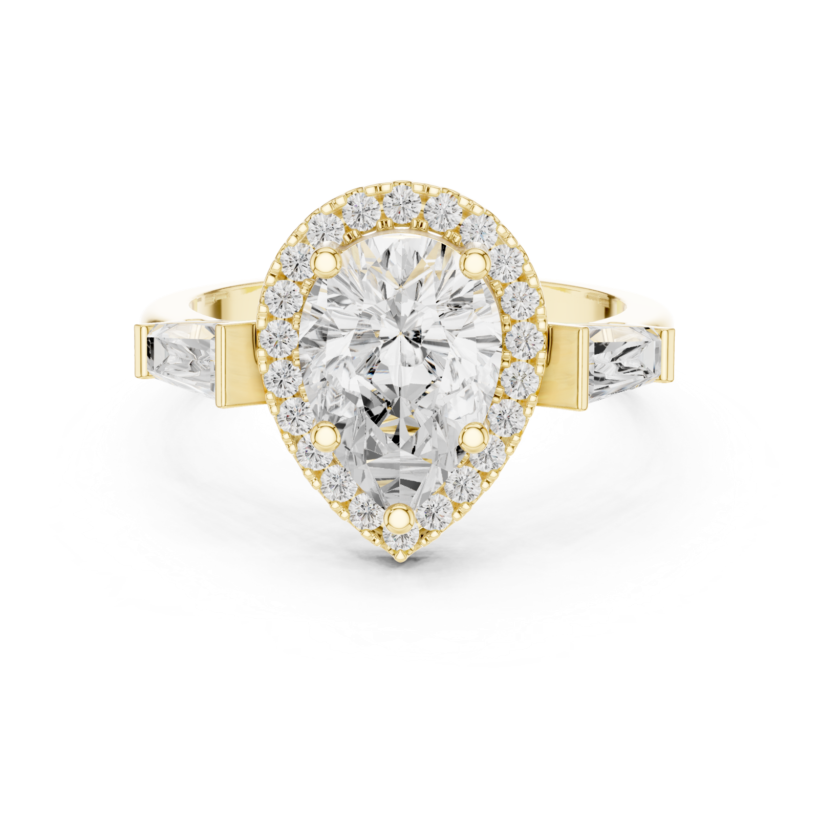 Gold Ring DDLR-342, Pear center stone, Yellow Gold, view 4