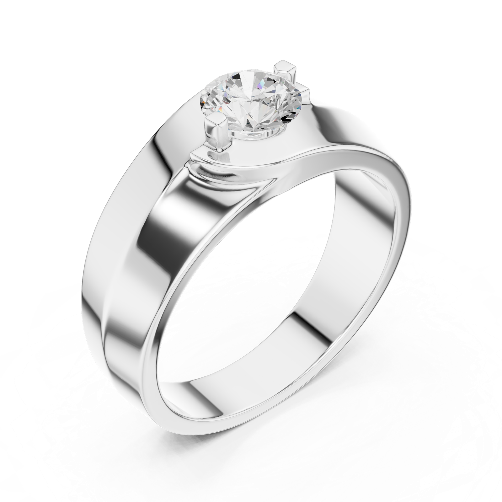 14K Solid Gold Lab Diamond Solitaire Ring, White Gold, view 2