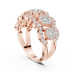 14K Solid Gold Lab Diamond Three-Stone Ring, Rose Gold, view 1