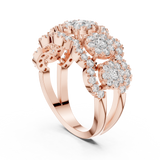 14K Solid Gold Lab Diamond Three-Stone Ring, Rose Gold, view 1