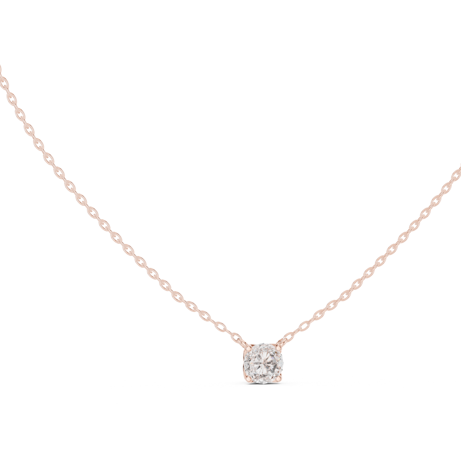 14K Solid Gold Lab Diamond Solitaire Pendant Necklace, Rose Gold, view 1