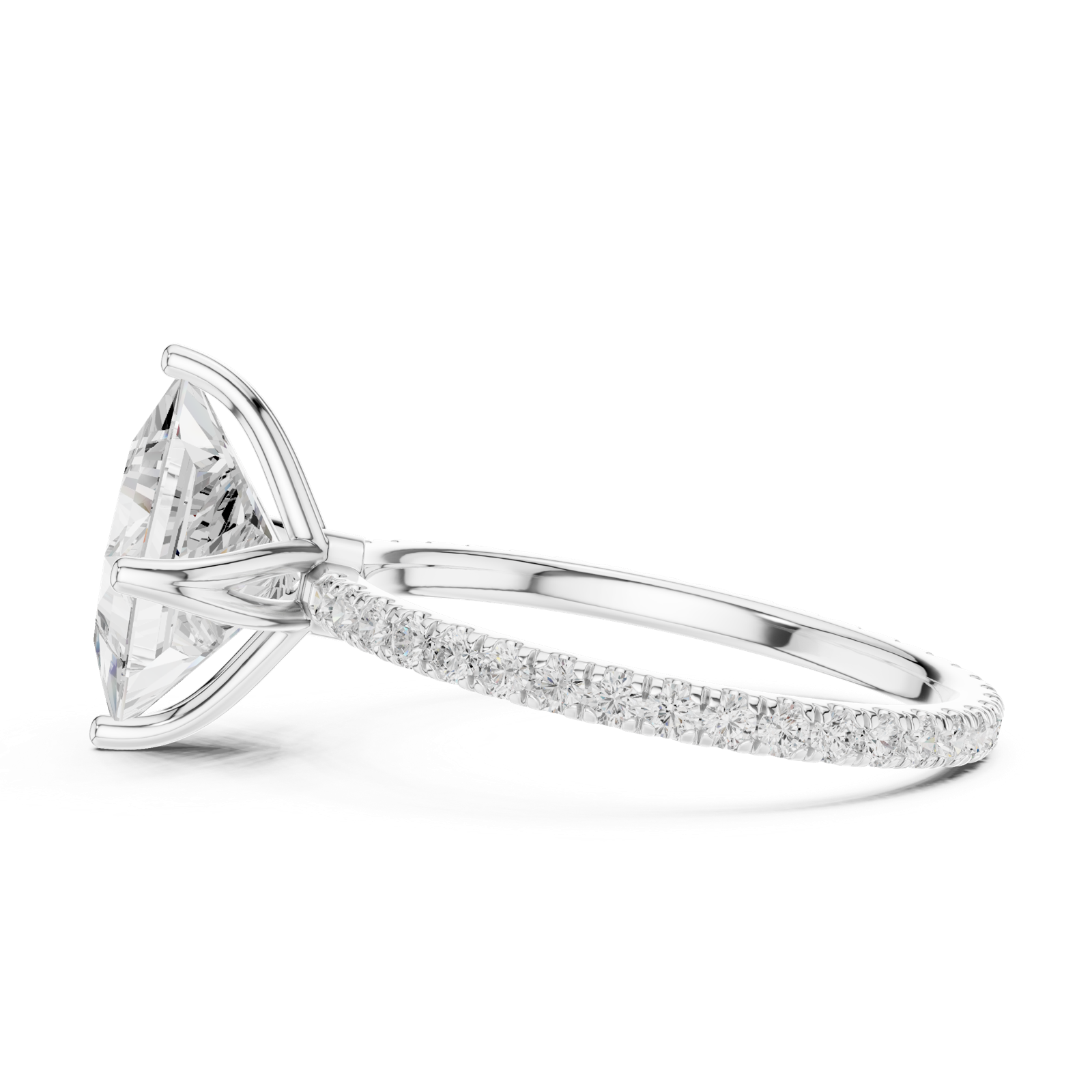 Gold Jewelry L36-16, Princess center stone, White Gold, view 3