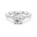 Gold Ring DDLR-037, Oval center stone, White Gold, view 4