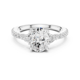 Gold Ring DDLR-037, Oval center stone, White Gold, view 4