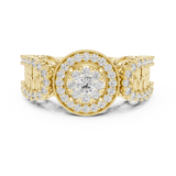 14K Solid Gold Lab Diamond Halo Ring, Yellow Gold