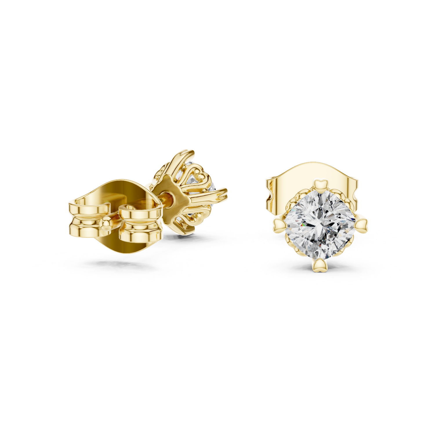 14K Solid Gold Lab Diamond Stud Earrings, Yellow Gold, view 1