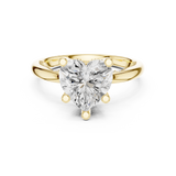 Gold Ring DDLR-175, Heart center stone, Yellow Gold, view 4