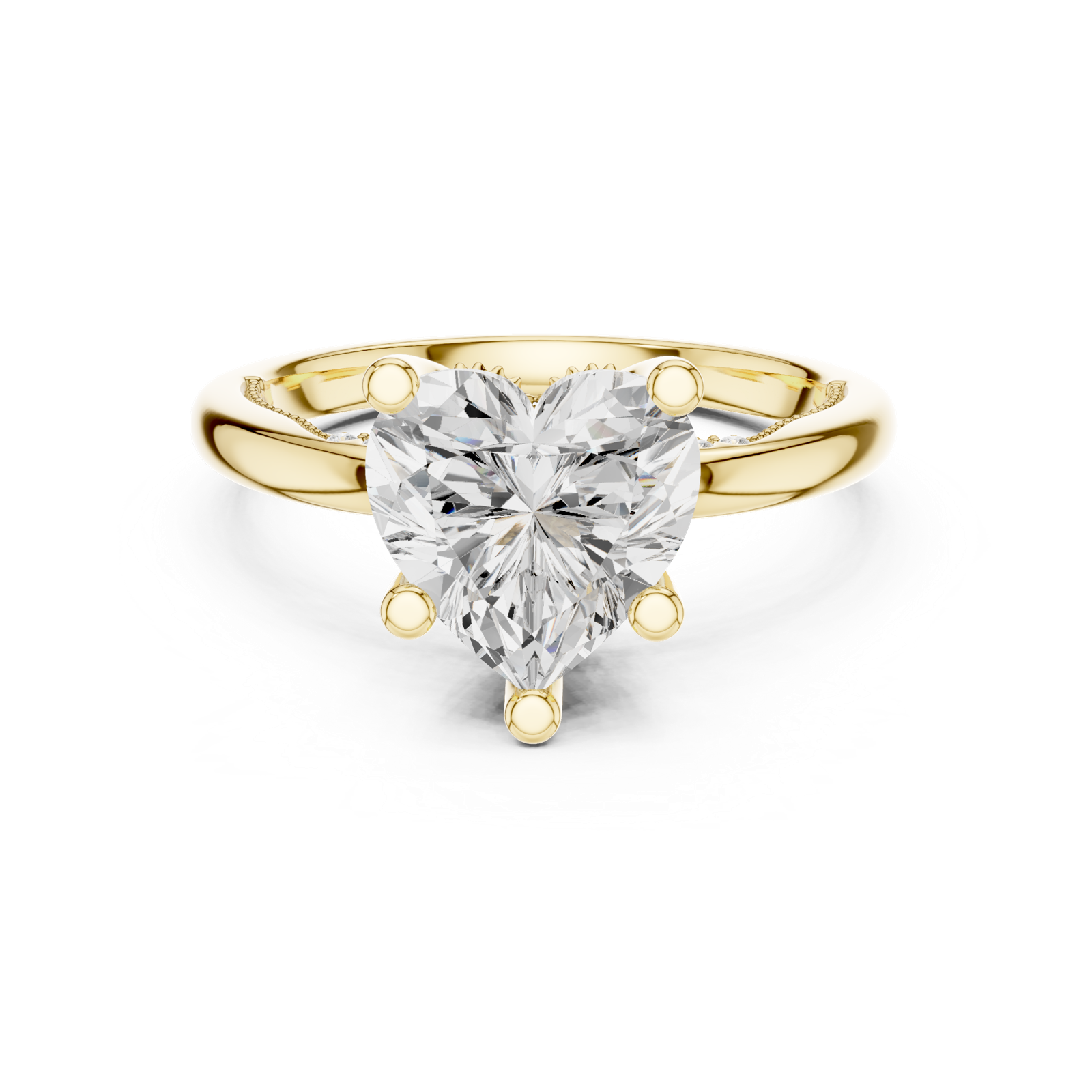 Gold Ring DDLR-175, Heart center stone, Yellow Gold, view 4