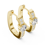14K Solid Gold Lab Diamond Huggie Earrings, Yellow Gold, view 2