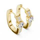 14K Solid Gold Lab Diamond Huggie Earrings, Yellow Gold, view 2