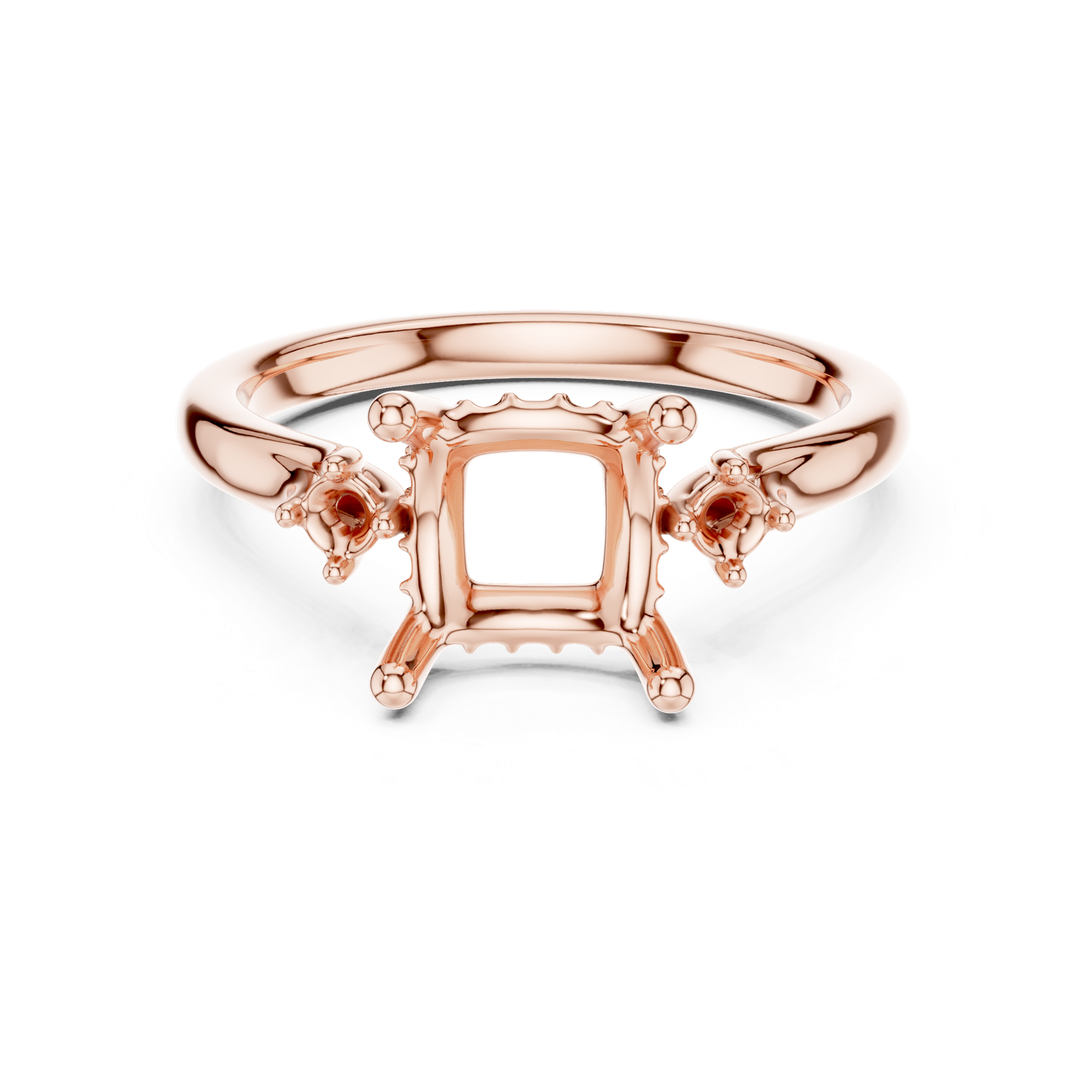 Gold Ring DDLR-164, Princess center stone, Rose Gold, view 4