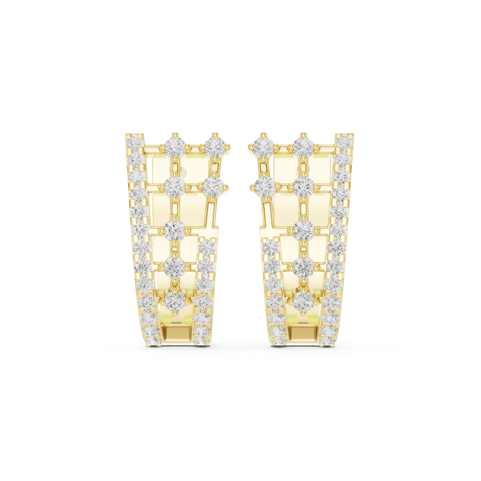 14K Solid Gold Lab Diamond Cluster Earrings, Yellow Gold