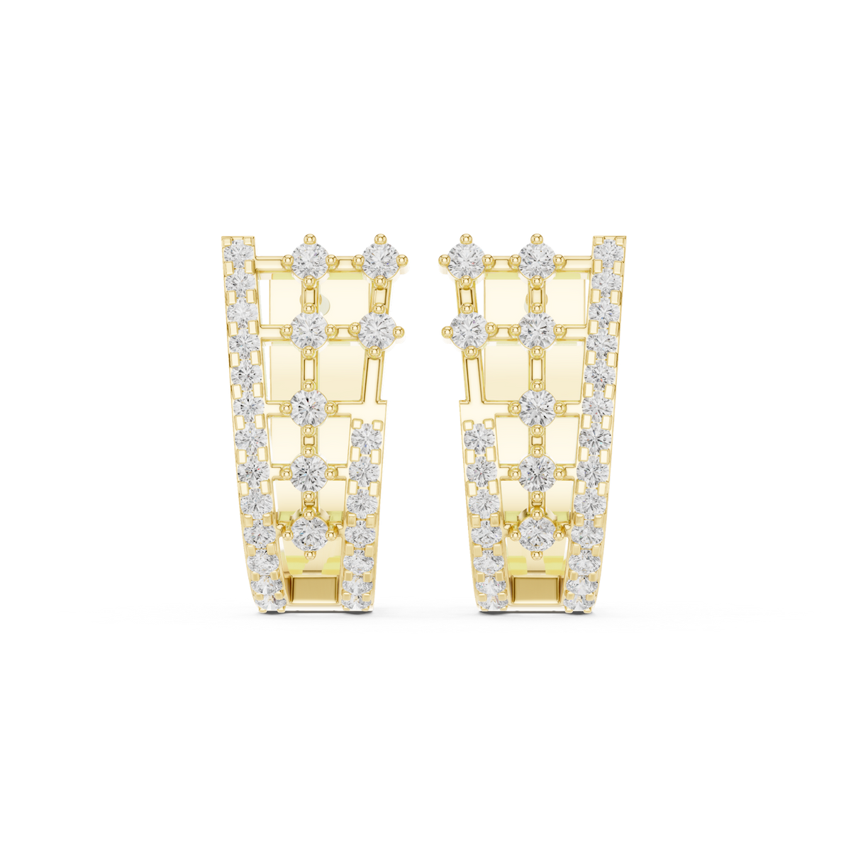 14K Solid Gold Lab Diamond Cluster Earrings, Yellow Gold