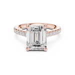 Gold Ring, Emerald center stone, Rose Gold, view 4