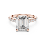 Gold Ring, Emerald center stone, Rose Gold, view 4