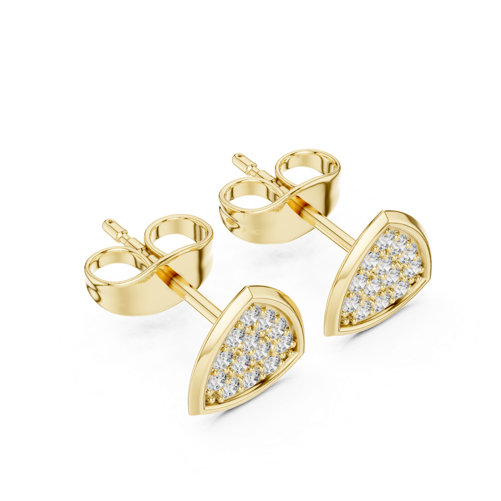 14K Solid Gold Lab Diamond Cluster Earrings, Yellow Gold, view 2
