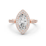 Gold Ring DDLR-349, Marquise center stone, Rose Gold