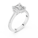 Gold Jewelry, Asscher center stone, White Gold, view 2