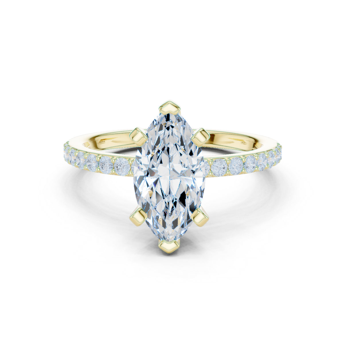 14K Solid Gold Lab Diamond Solitaire Ring, Yellow Gold
