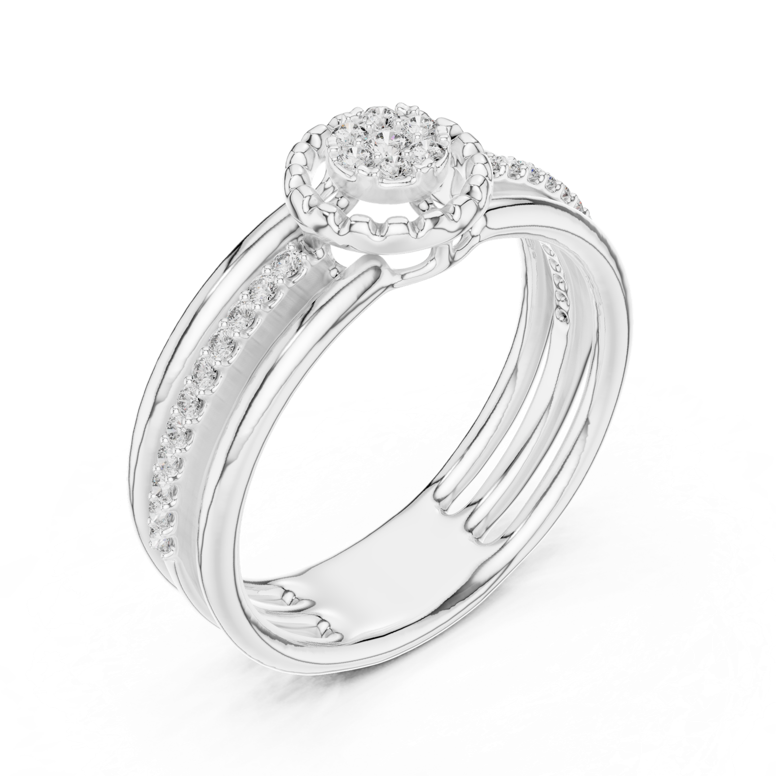 Gold Ring 12-10060@L, White Gold, view 2