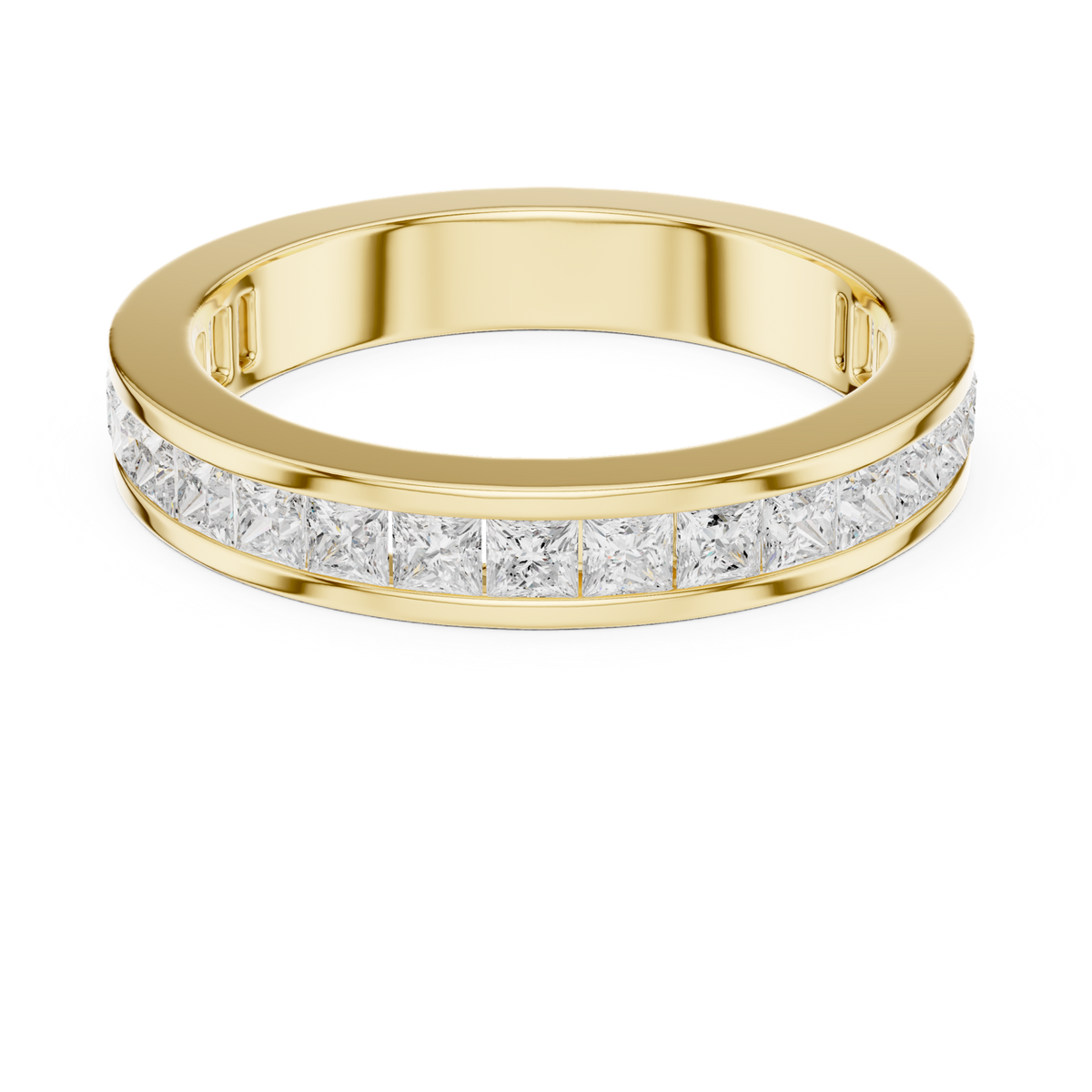 14K Solid Gold Lab Diamond Eternity Ring, Yellow Gold