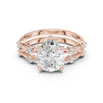 Gold Ring DDLR-441, Pear center stone, Rose Gold