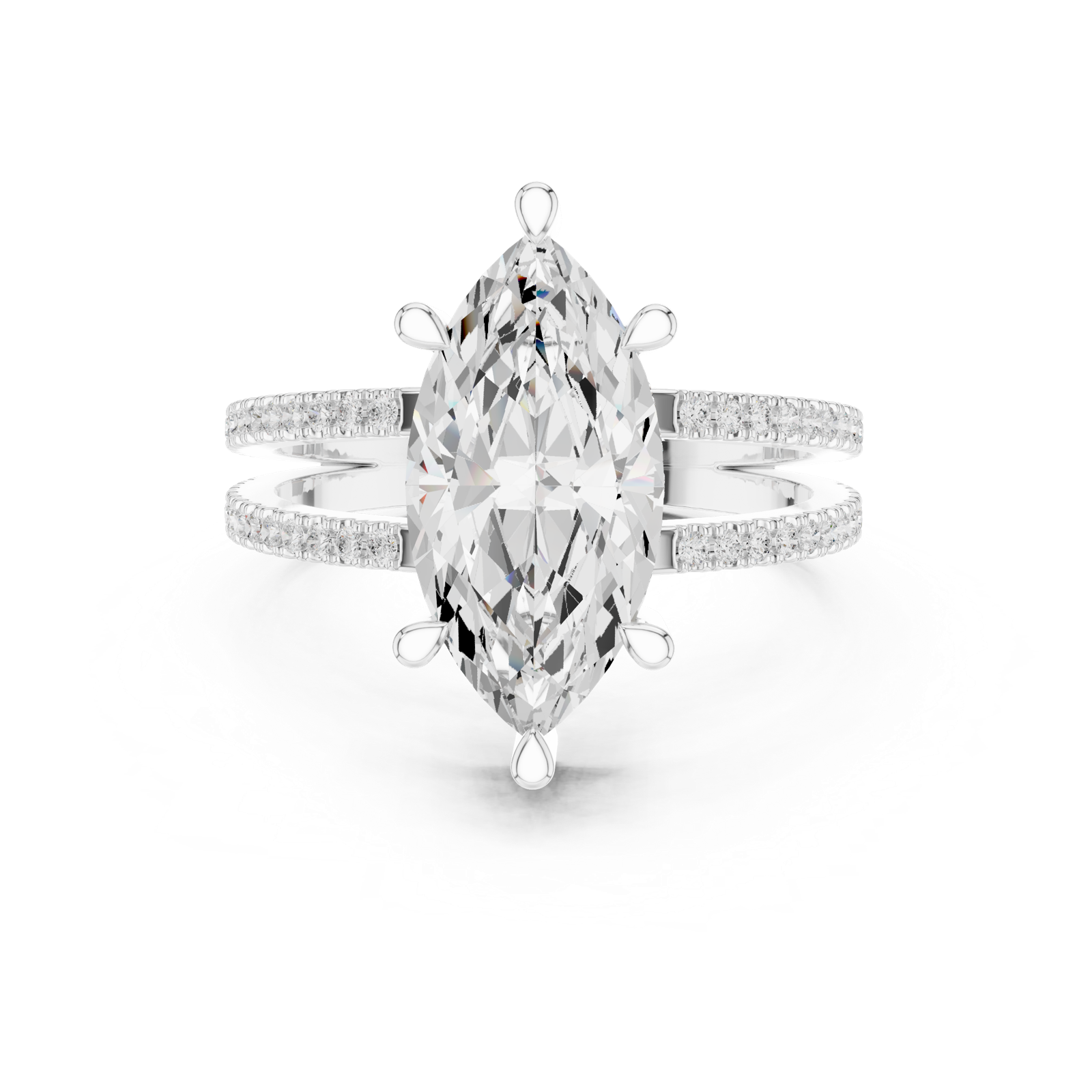 Gold Jewelry L36-13, Marquise center stone, White Gold, view 4
