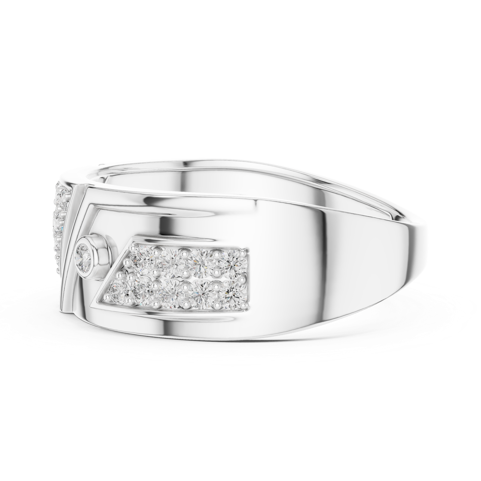 Gold Ring LR-01 (50), White Gold, view 3