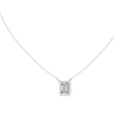 14K Solid Gold Lab Diamond Solitaire Pendant Necklace, White Gold, view 1