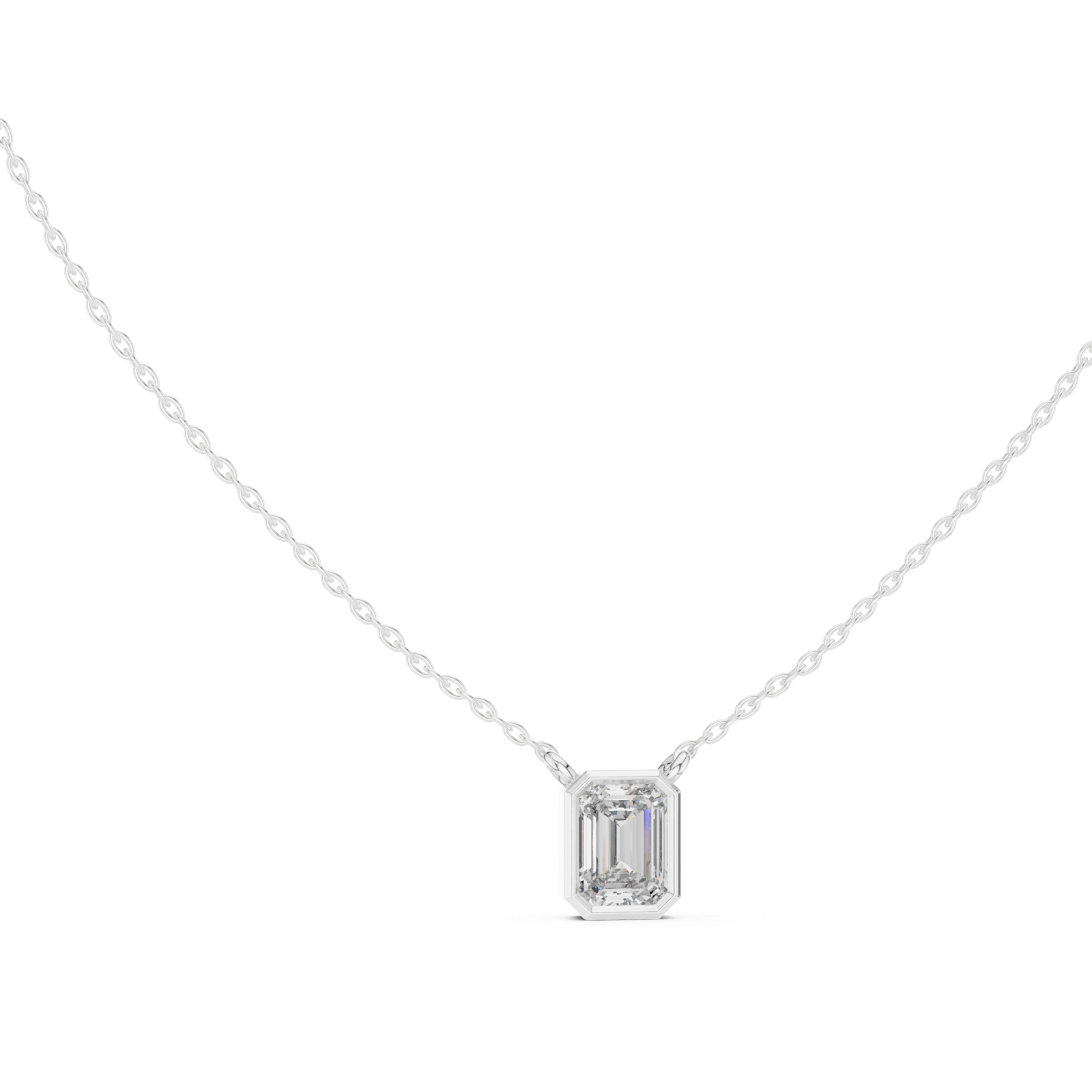14K Solid Gold Lab Diamond Solitaire Pendant Necklace, White Gold, view 1