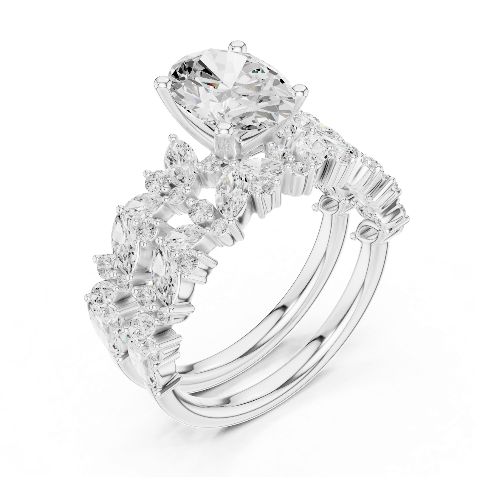 Gold Ring DDLR-943, White Gold, view 2