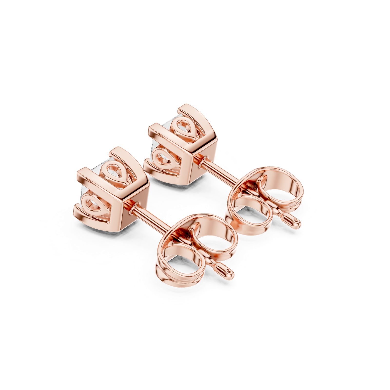 Gold Earrings GER-0354, Rose Gold, view 2