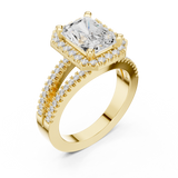 Gold Ring DDLR-350, Radiant center stone, Yellow Gold, view 2