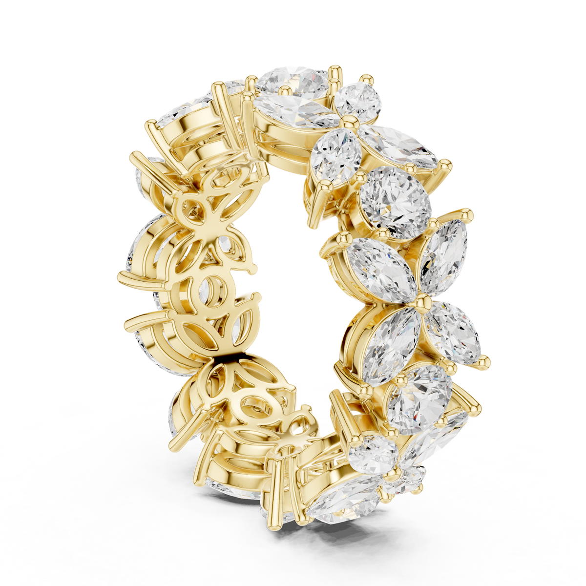 14K Solid Gold Lab Diamond Butterfly Cluster Ring, Yellow Gold, view 1