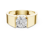 14K Solid Gold Lab Diamond Signet Ring, Yellow Gold