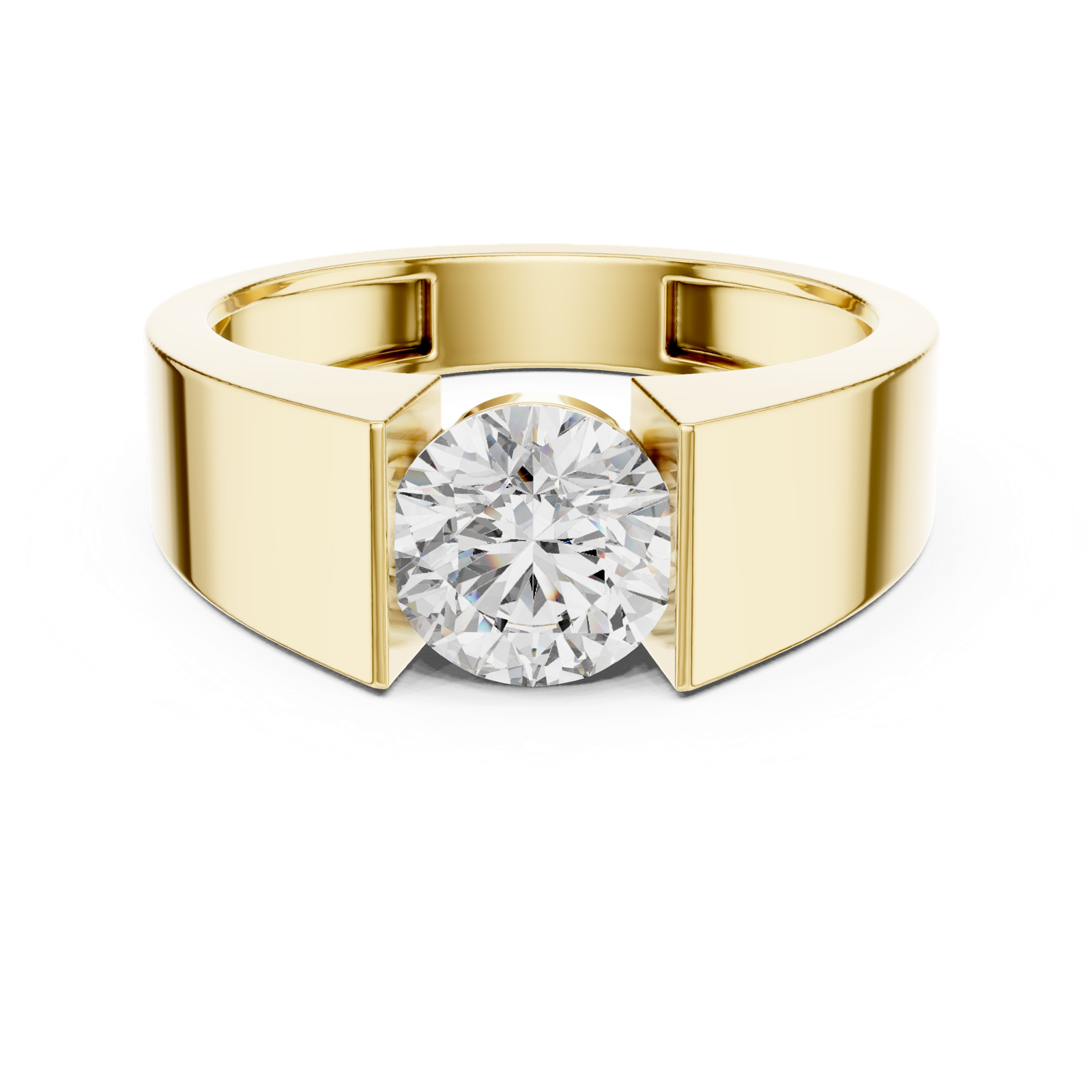 14K Solid Gold Lab Diamond Signet Ring, Yellow Gold