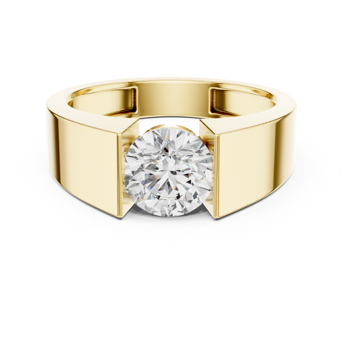 14K Solid Gold Lab Diamond Signet Ring, Yellow Gold