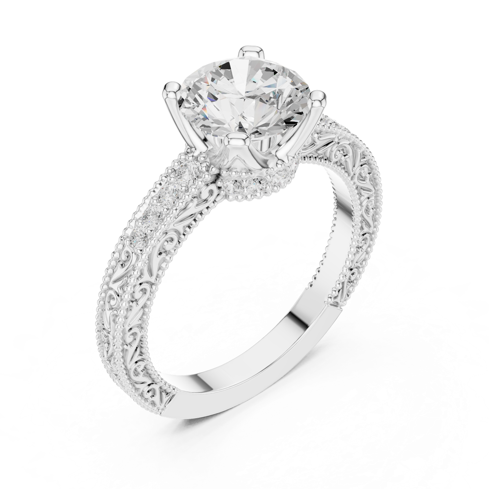 Gold Ring DDLR-982, White Gold, view 2